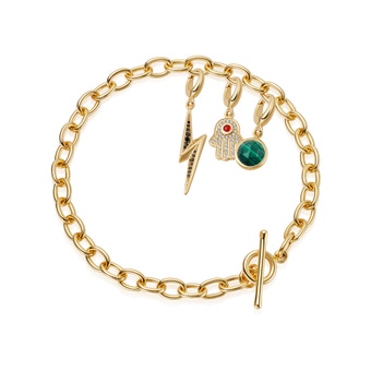 Luck and courage charm bracelet in yellow gold vermeil