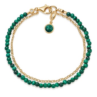 Malachite Charm Bracelet in yellow gold vermeil