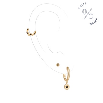Gold Black Spinel Polaris Ear Stack
