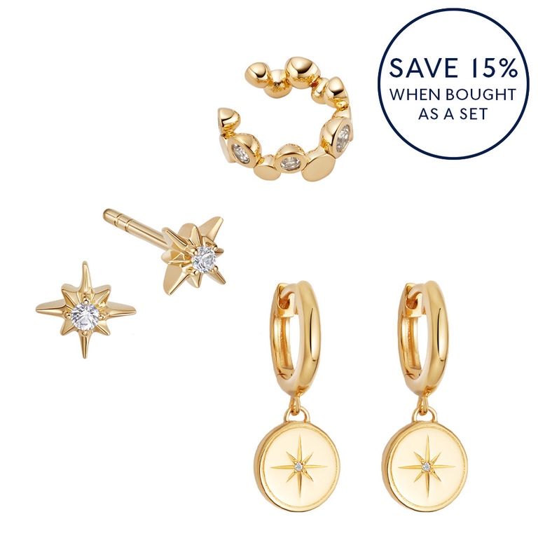 Gold Celestial Sapphire Ear Stack with Cuff