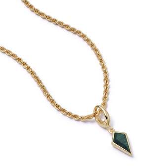 Gold Malachite Kite Charm Necklace Set