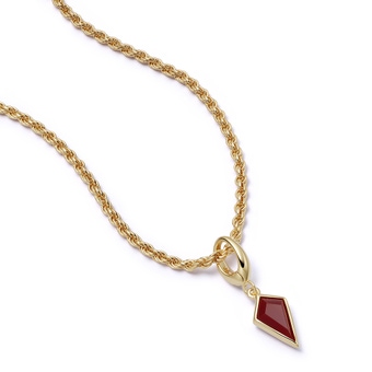 Gold Red Agate Kite Charm Necklace Set