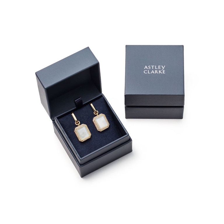 Gold Stilla Drop Moonstone Hoop Earrings 