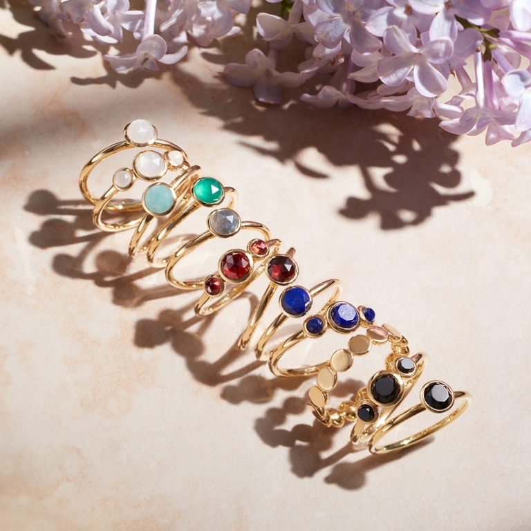 gold colourful gemstone in different colours to stack  