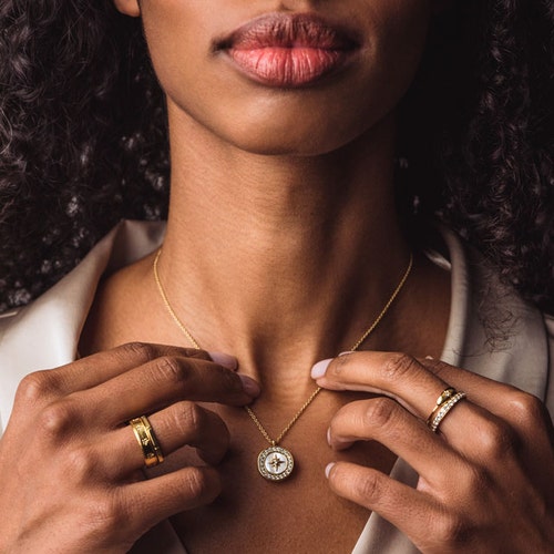 Gold Polaris Mother of Pearl Locket Necklace