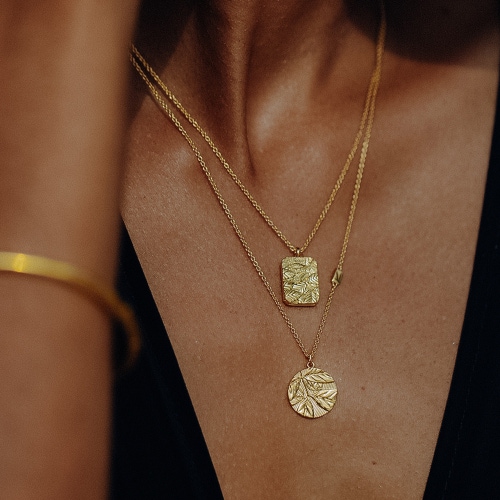 Gold Terra 'Strength' Engravable Pendant Necklace