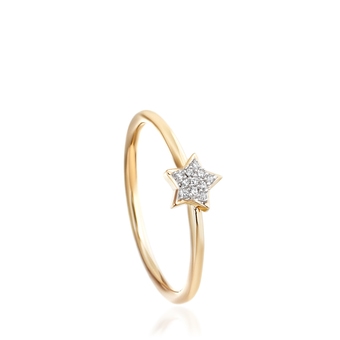 Diamond Little Star Ring  in 14ct Yellow Gold