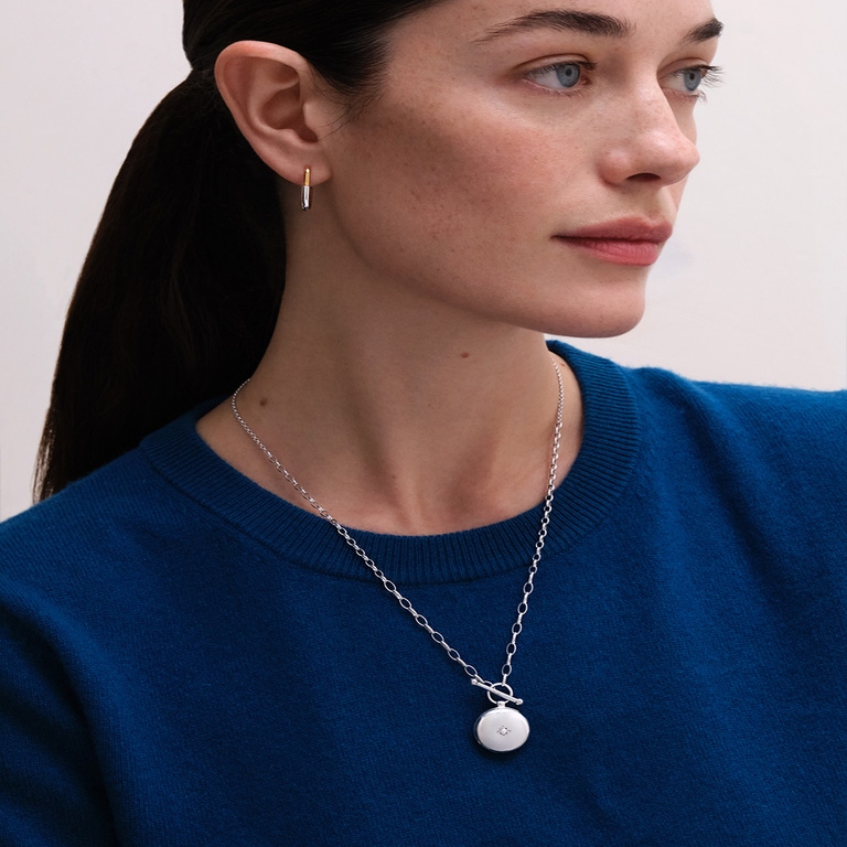 Silver Biography T-Bar Locket Necklace