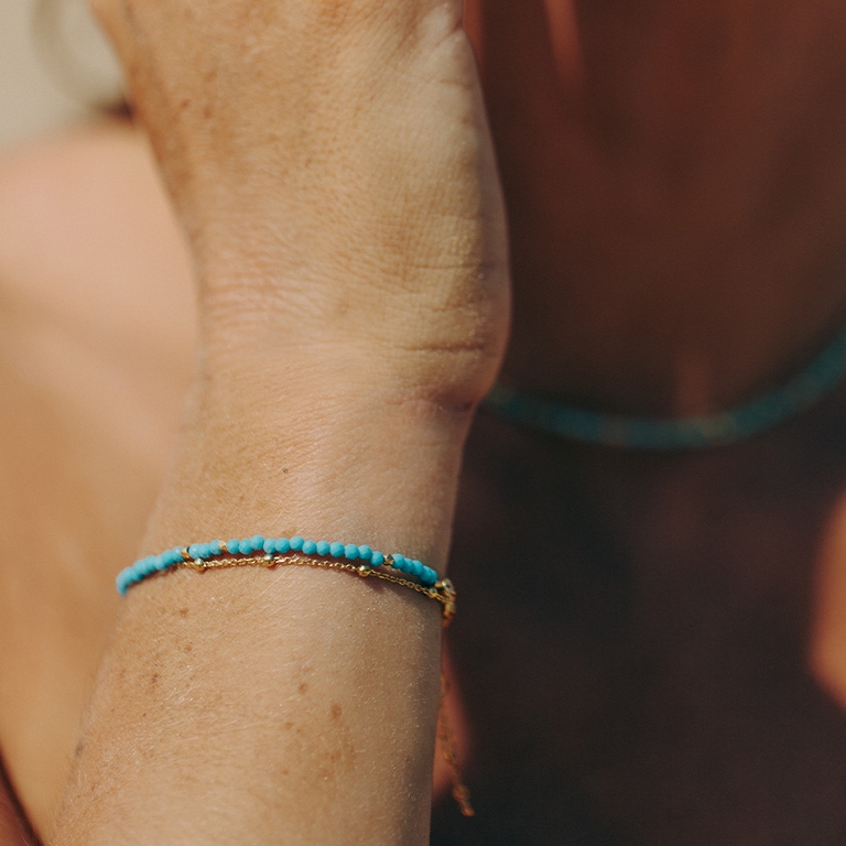 Gold Fine Biography Turquoise Bracelet