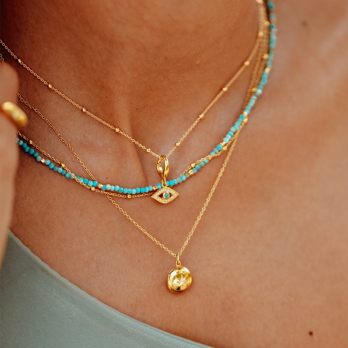Gold Biography Turquoise Necklace