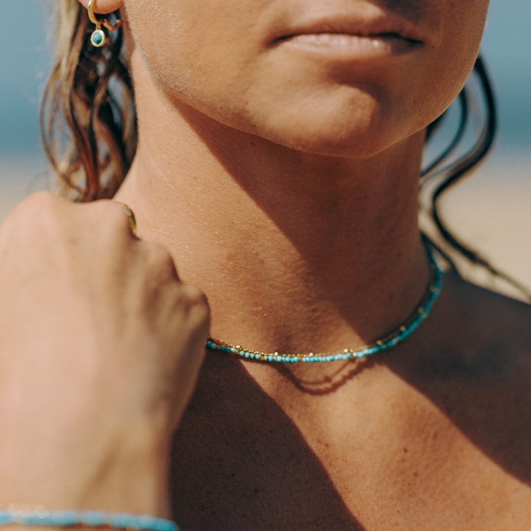 Gold Biography Turquoise Necklace