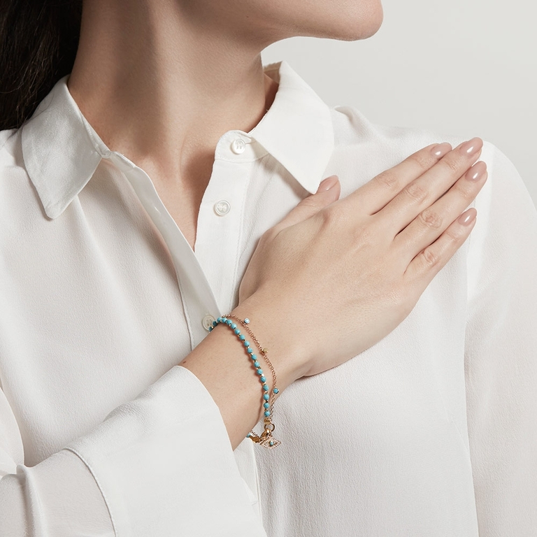 Turquoise Evil Eye Droplet Biography Bracelet