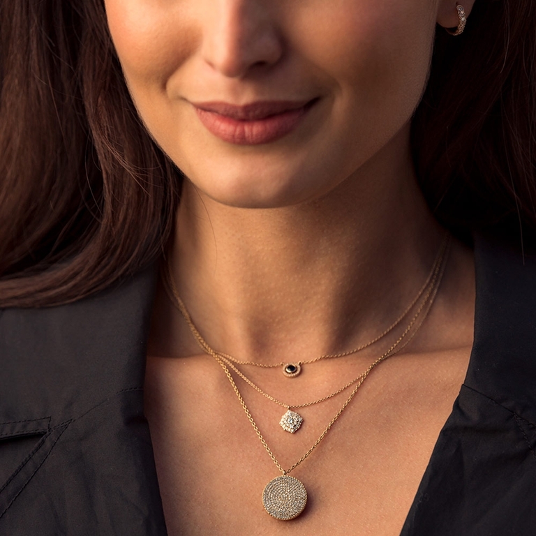 Large Icon Gold Diamond Pendant Necklace in Yellow Gold | 14ct Gold Jewellery | Astley Clarke
