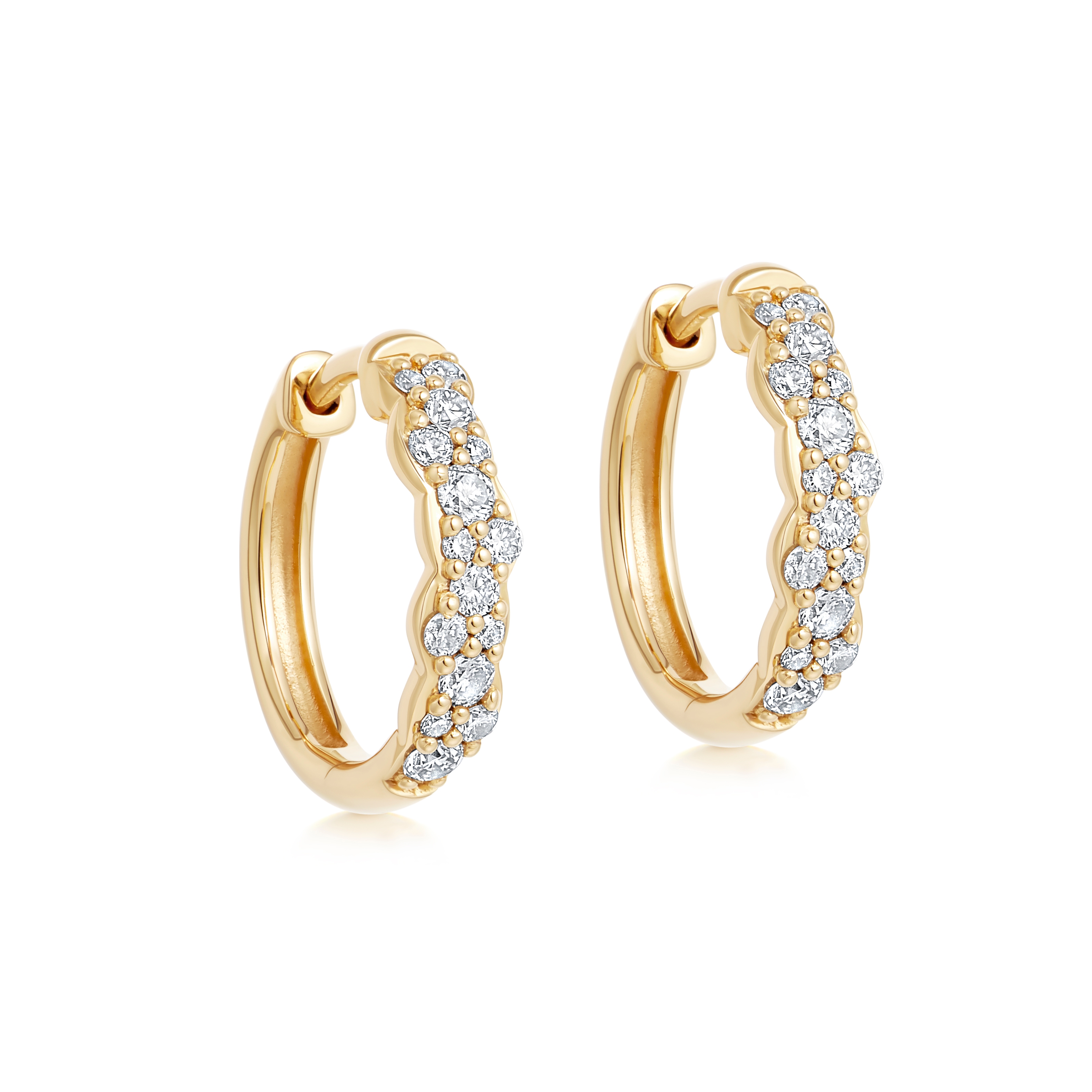 solid gold and diamond hoop earrings