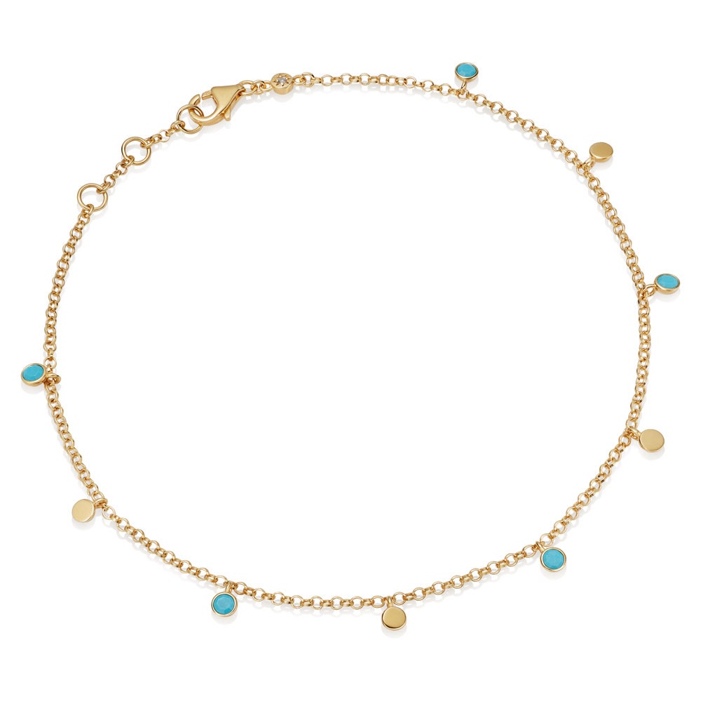 turquoise gold anklet