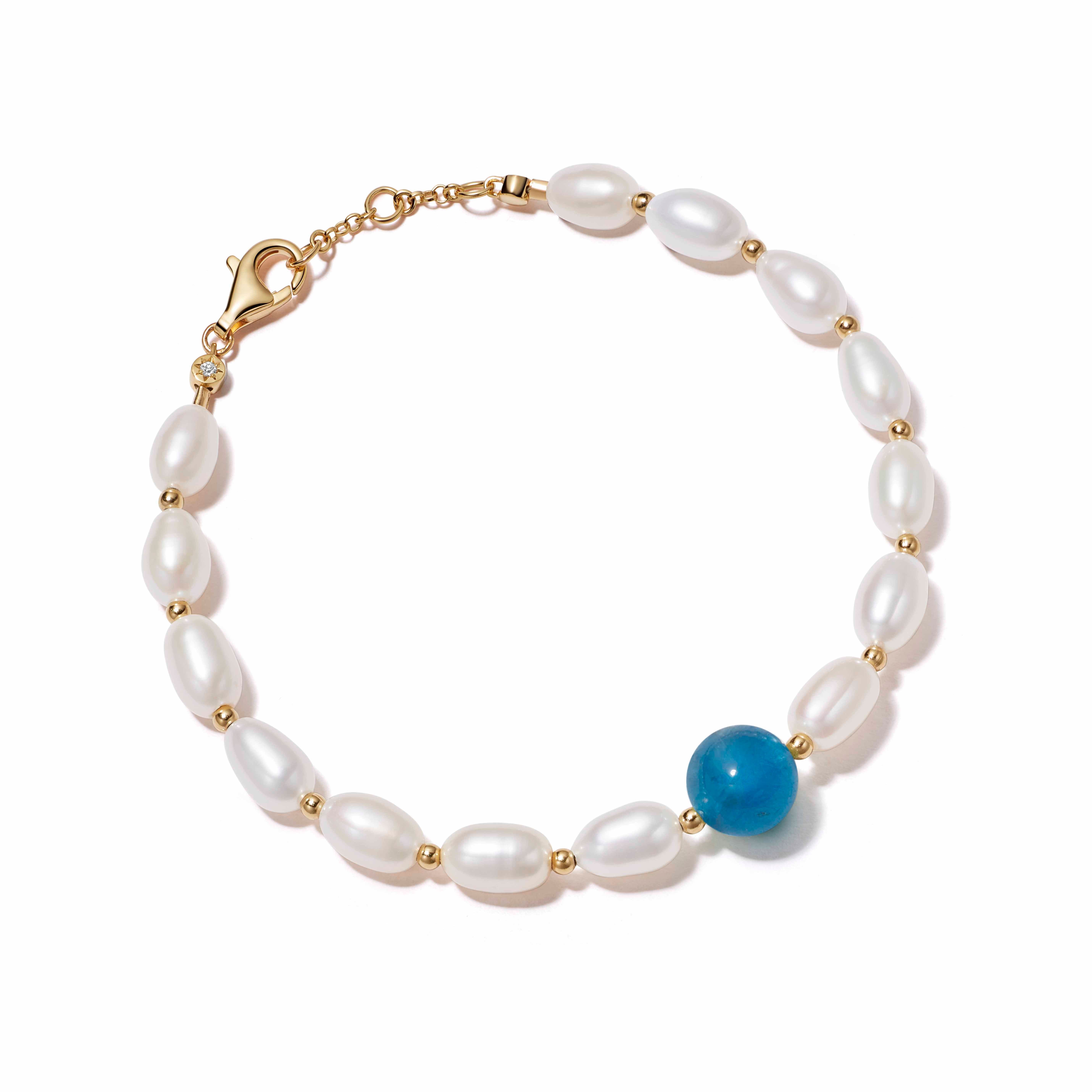 chunky pearl bracelet with apatite gemstone