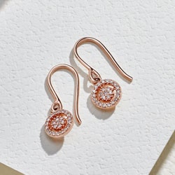 14CT SOLID ROSE GOLD DIAMOND DROP EARRINGS