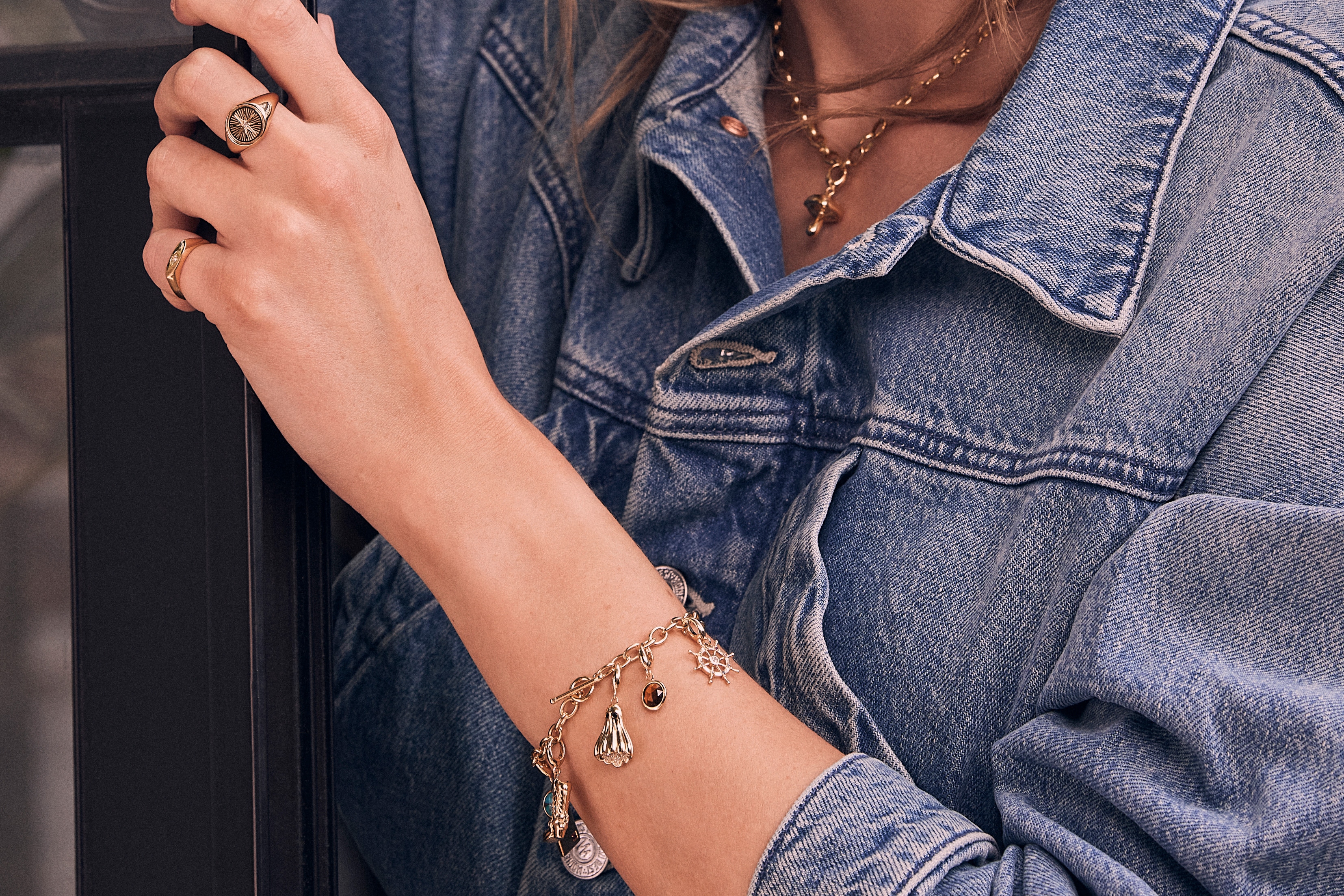 Pearl and gold jewelry stack