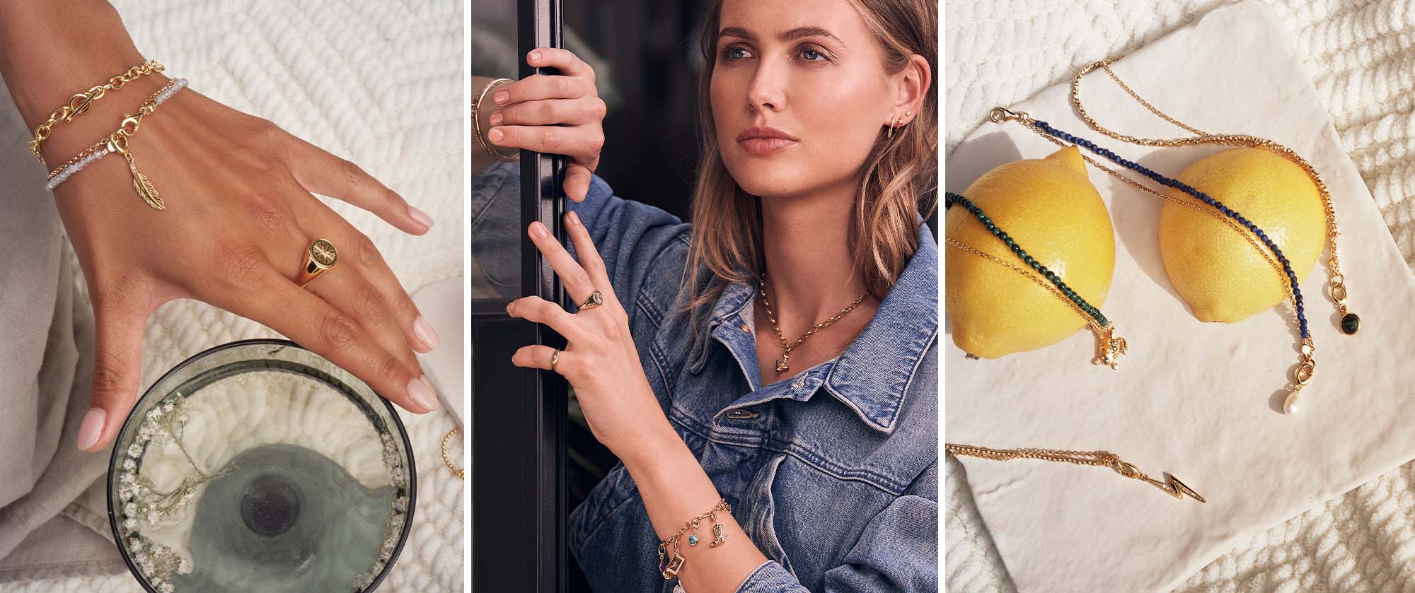 Necklace and bracelet stack with diamond earrings