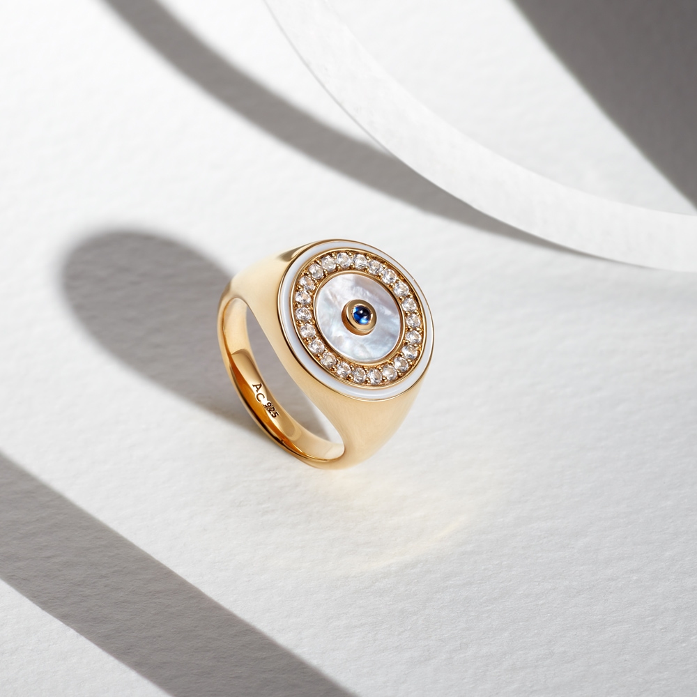 CIRCULUS MOTHER OF PEARL RING IN YELLOW GOLD VERMEIL