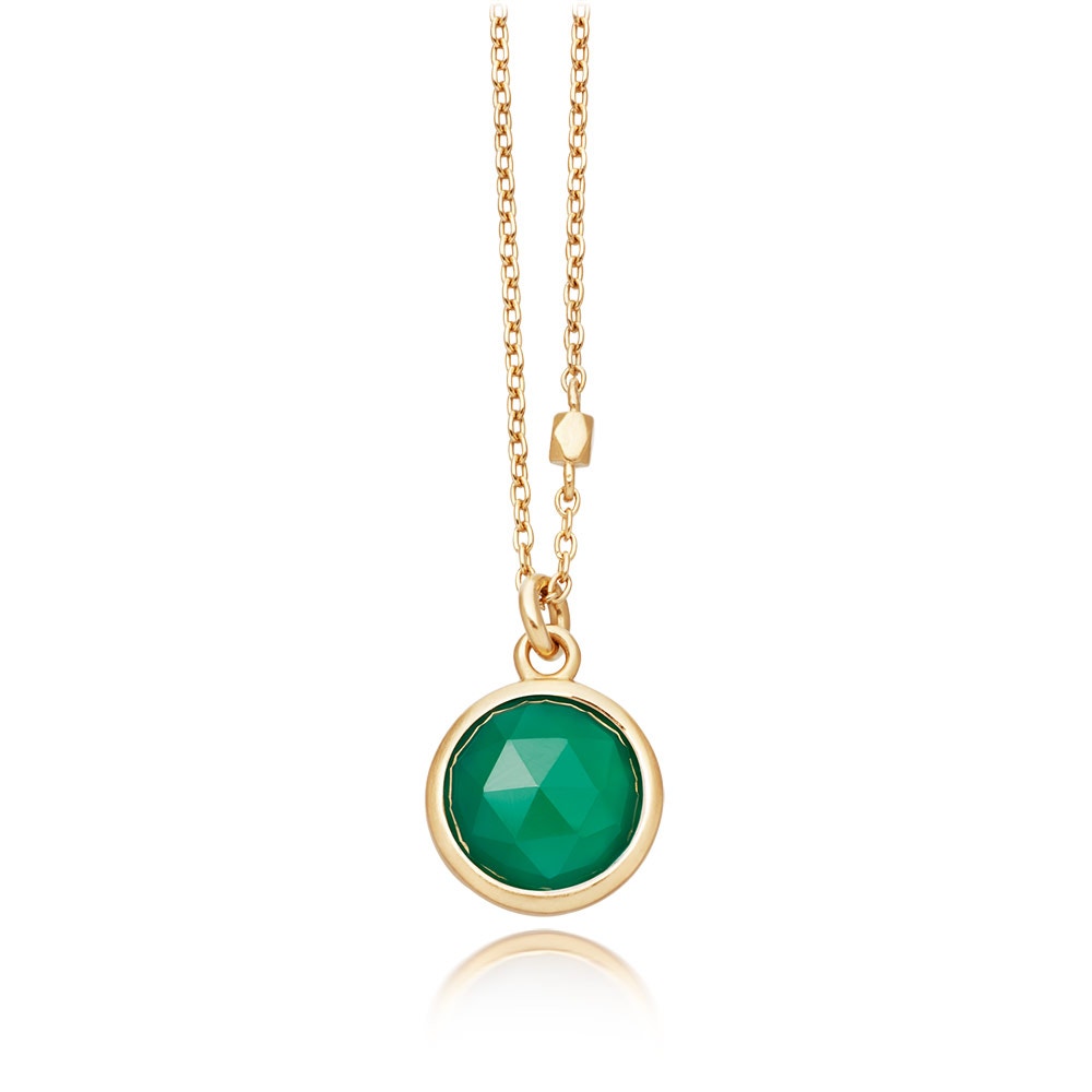 gold pendant necklace with green onyx gemstone