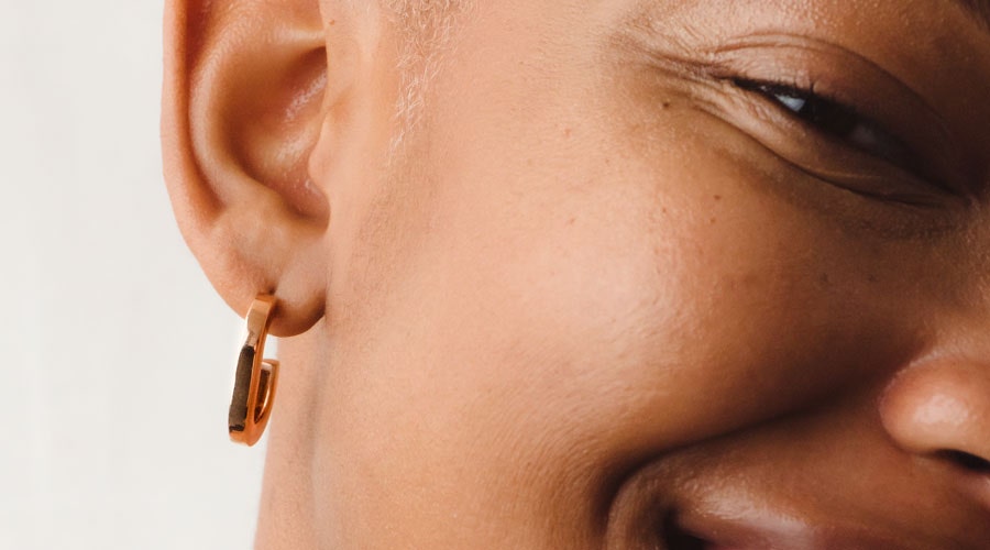 rose gold square hoop earring