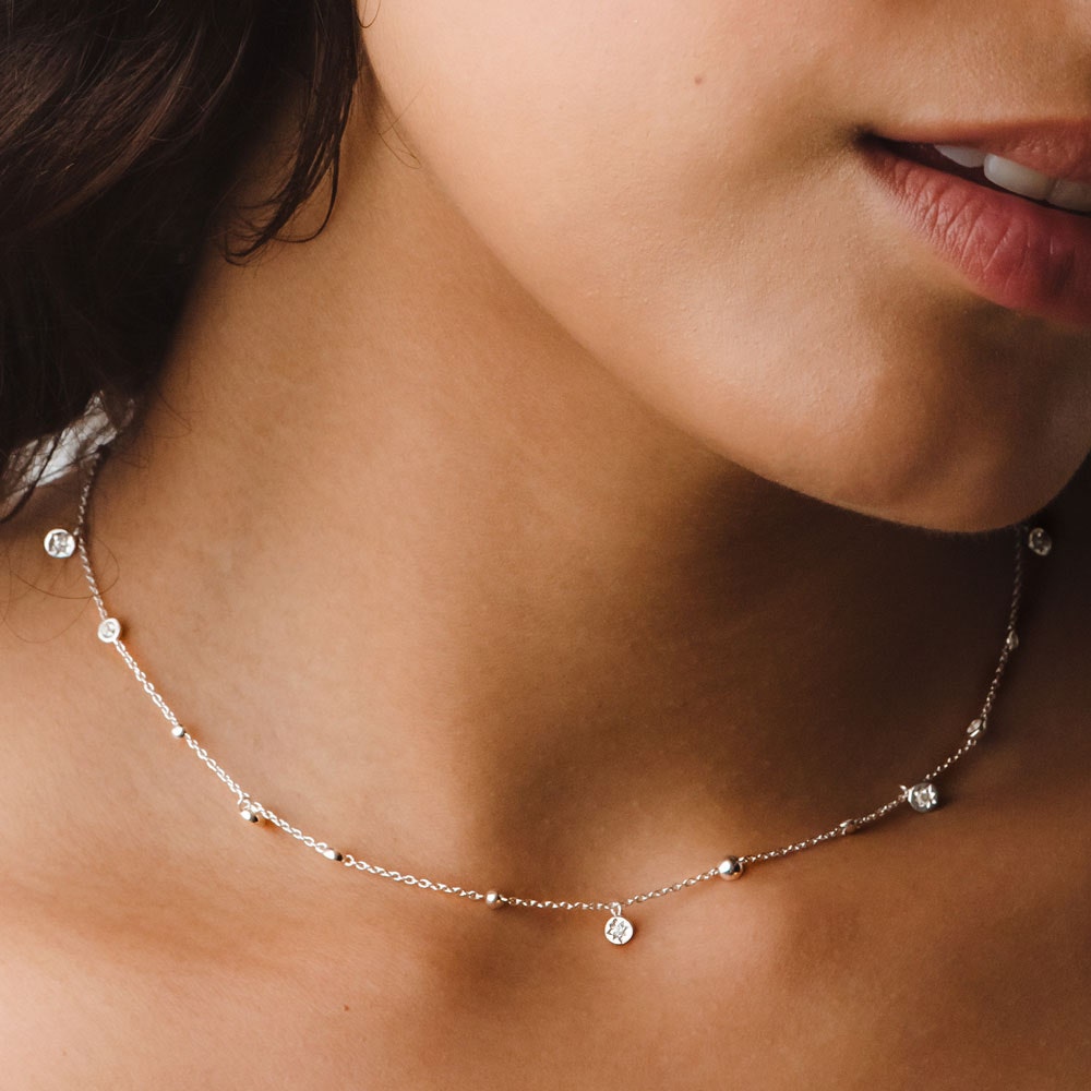 SILVER POLARIS NECKLACE WITH SAPPHIRES