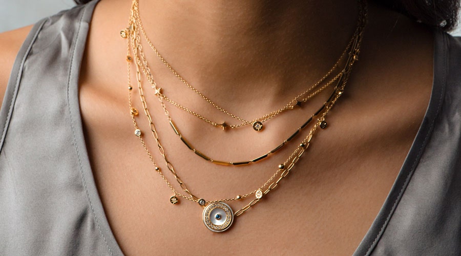 contemporary necklace stack