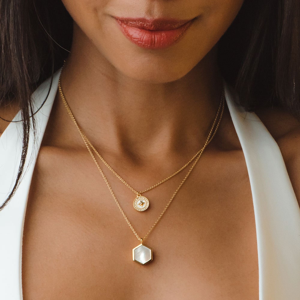 Mother of pearl necklace stack