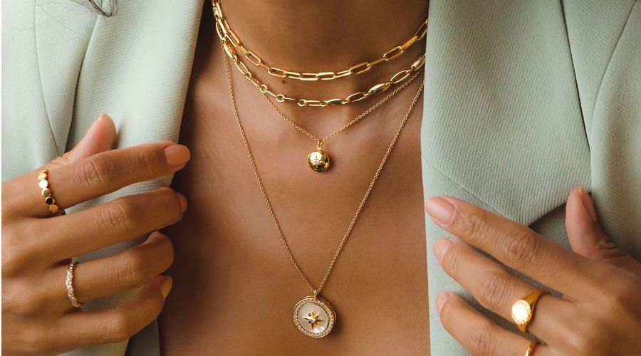 gold locket stack