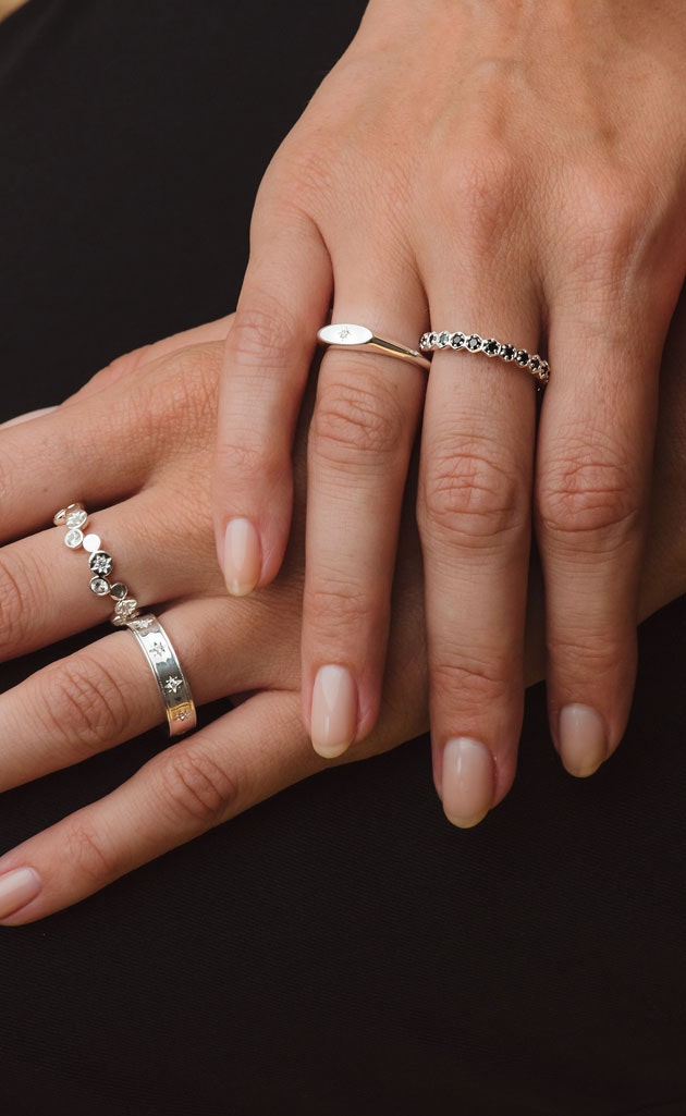 silver ring stack