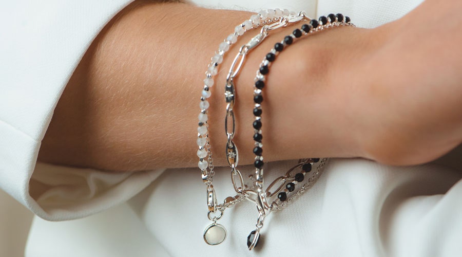 silver bracelet stack