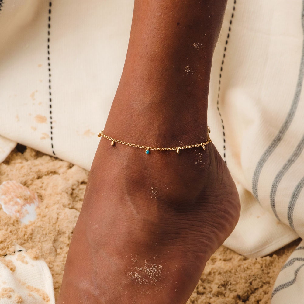 turquoise droplet anklet