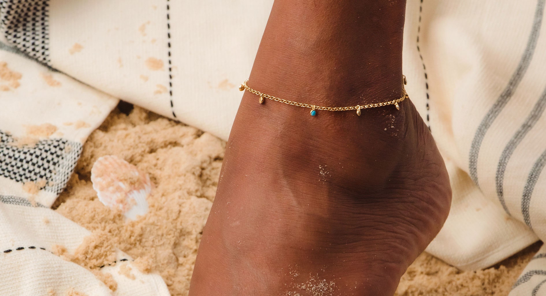 turquoise chain anklet