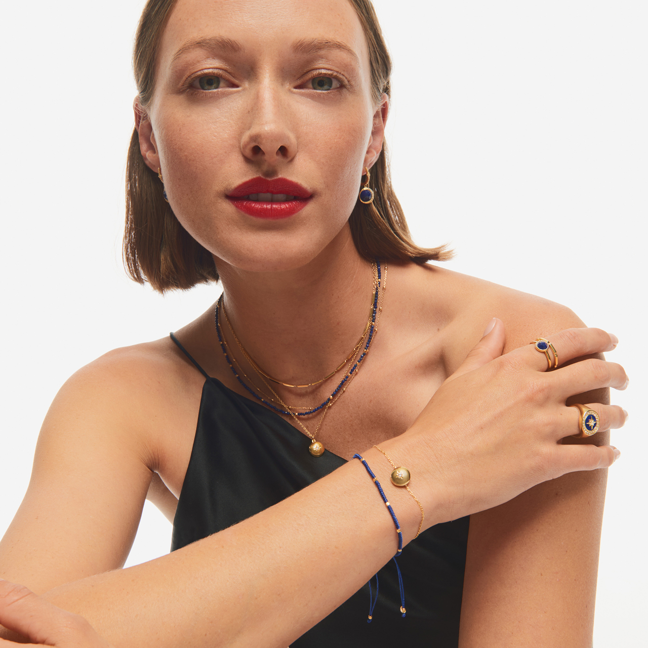 Still life of gold bracelets