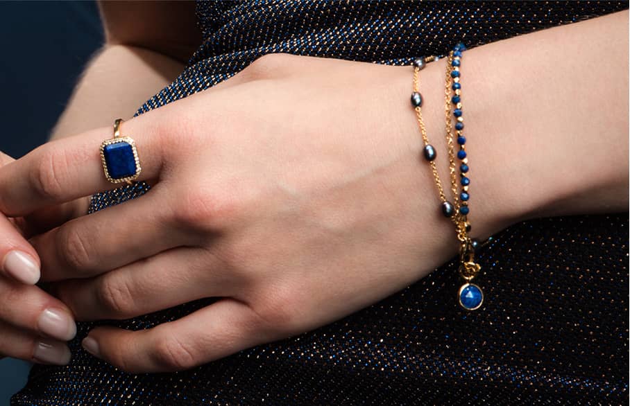 Blue jewellery stacks