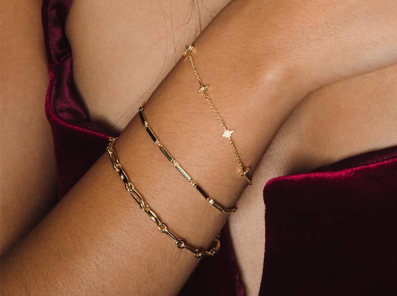 Gold bracelet stack