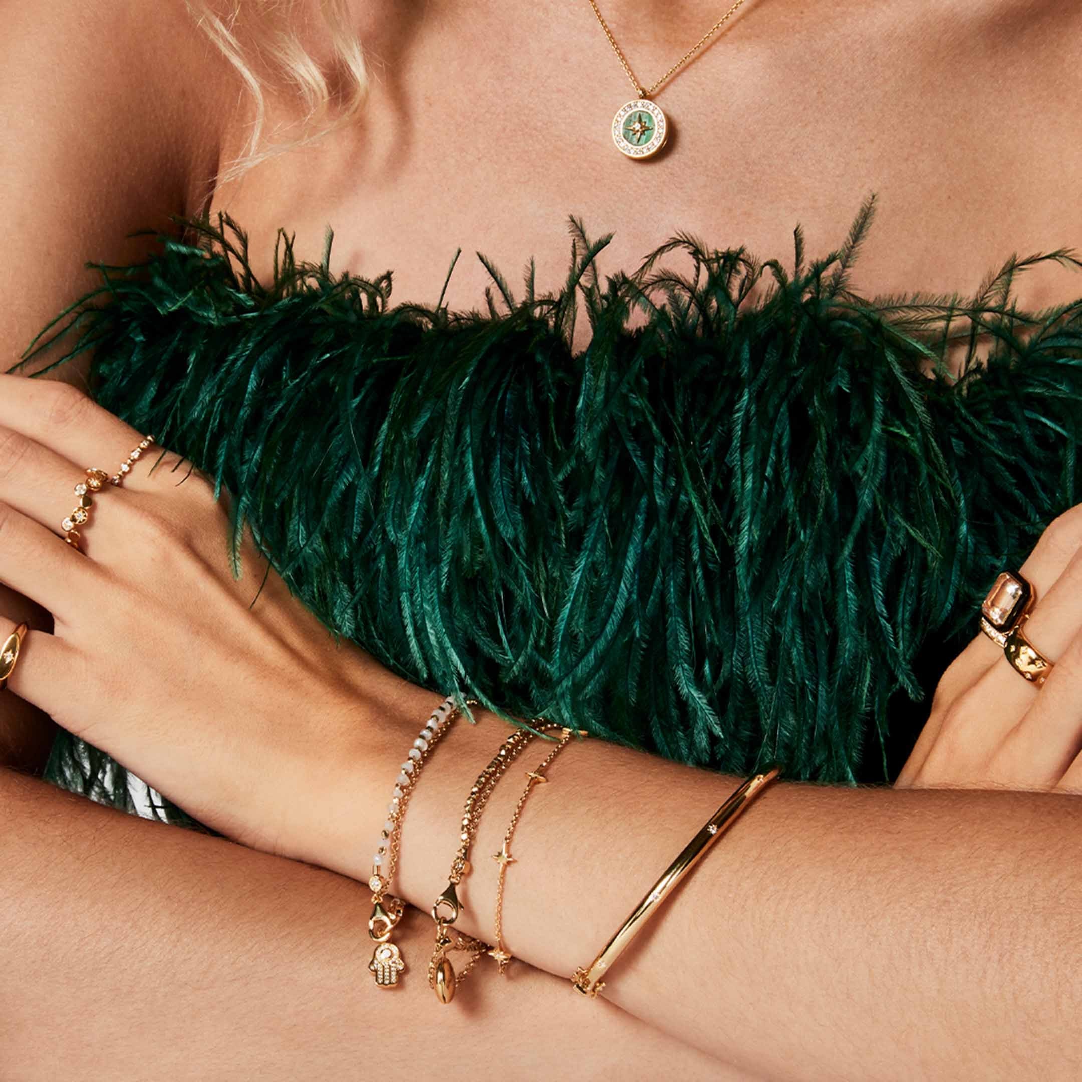 Still life of gold bracelets