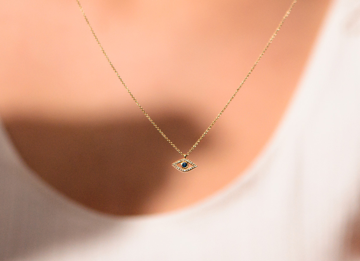 Sapphire Evil Eye necklace